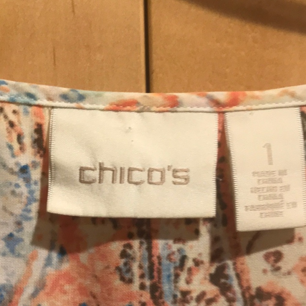 Chico's Medium Relaxed Orange and Cream Blouse - Picture 3 of 8